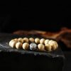 Pulsera de la Fortuna Bagua de Madera de Melocotón del Tíbet con Cinabrio Tibet Peach Wood Cinnabar Bagua Wealth Bracelet