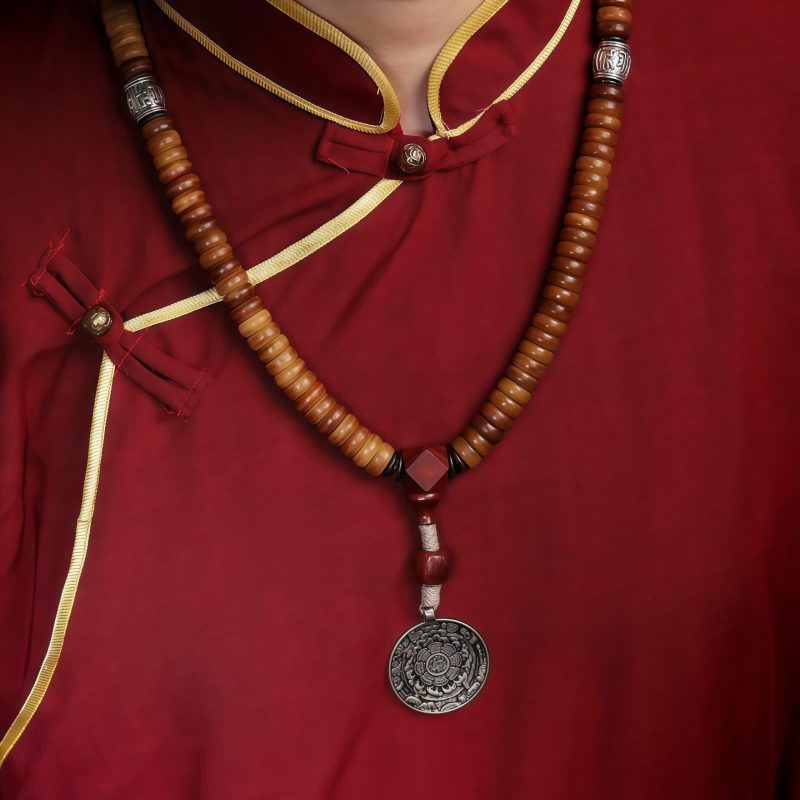Pulseira Mala Tibetana 108 Contas de Osso de Iaque Dzi PiXiu Tibetan 108 Mala Yak Bone Dzi PiXiu Bracelet