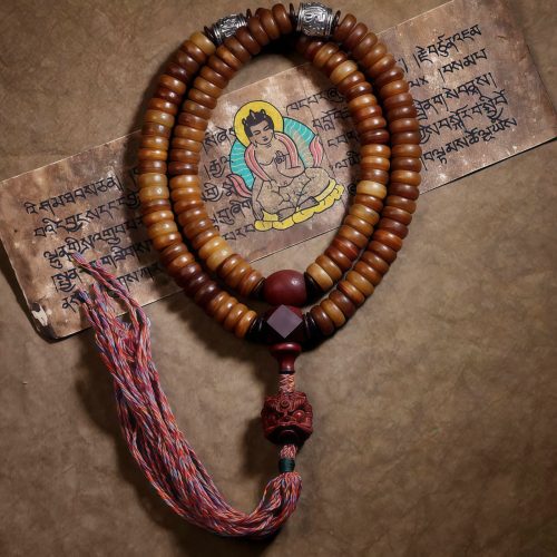 Pulsera Tibetana de Hueso de Yak con Dzi y Pixiu de 108 Malas Pulsera Tibetana de Hueso de Yak con Dzi y Pixiu de 108 Malas