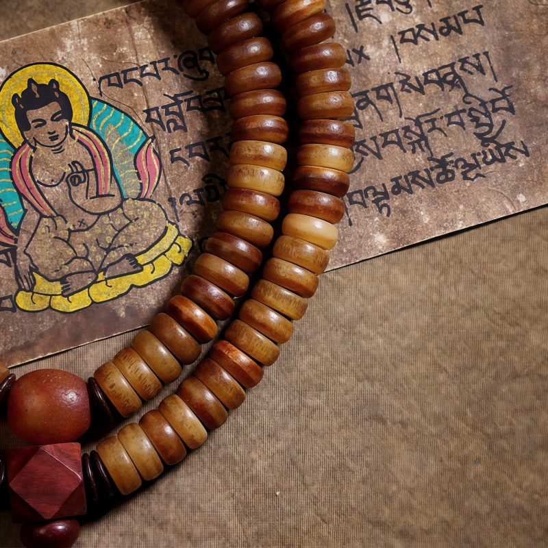 Pulseira Mala Tibetana 108 Contas de Osso de Iaque Dzi PiXiu Tibetan 108 Mala Yak Bone Dzi PiXiu Bracelet