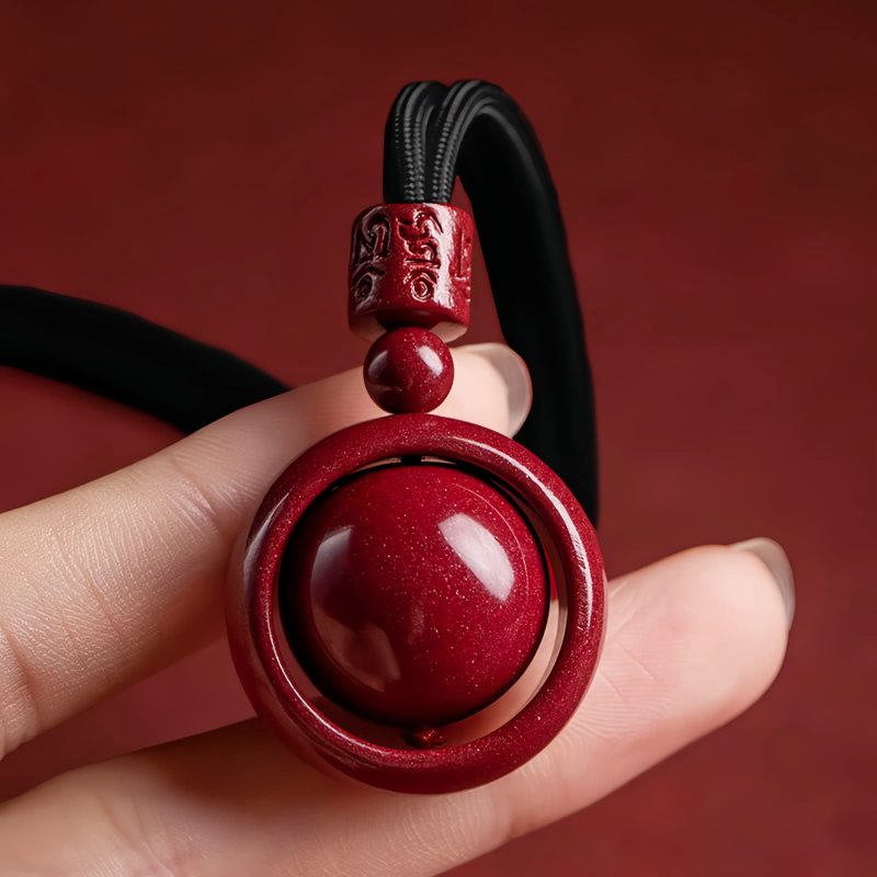 Collar con dije de cinabrio tibetano Om Mani Padme Hum Tibetan Cinnabar Om Mani Padme Hum Pendant Necklace