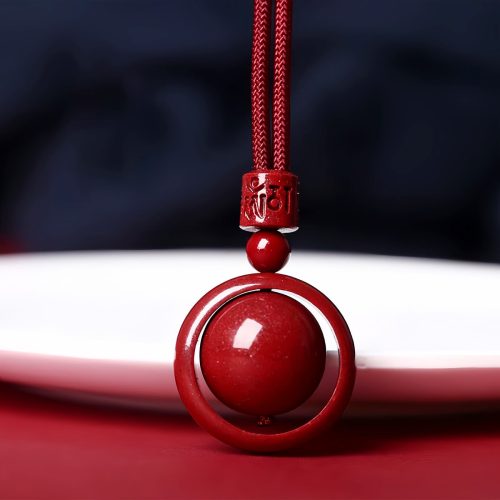 Collar con dije de cinabrio tibetano Om Mani Padme Hum Collar con dije de cinabrio tibetano Om Mani Padme Hum