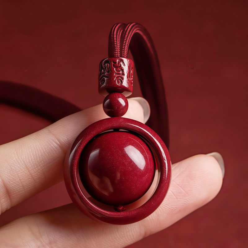 Collar con dije de cinabrio tibetano Om Mani Padme Hum Tibetan Cinnabar Om Mani Padme Hum Pendant Necklace
