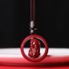 Collar con dije de cinabrio tibetano Om Mani Padme Hum Tibetan Cinnabar Om Mani Padme Hum Pendant Necklace