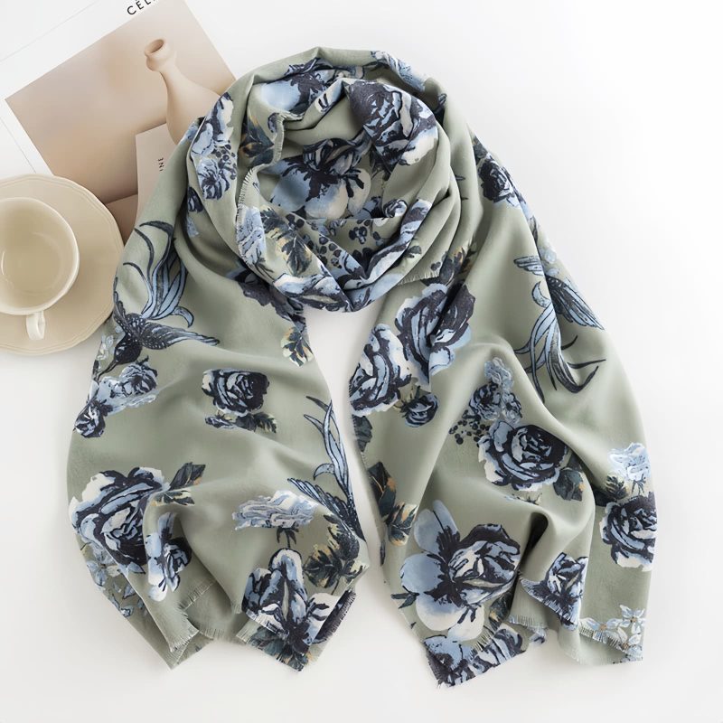 Chale Tibetano con Estampado de Rosas de Poliéster Tibetan Polyester Rose Print Shawl