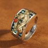チベット産ターコイズ&レッドアゲート貔貅(ピィシュー)プロテクションリング Tibetan Turquoise Red Agate PiXiu Protection Ring