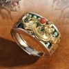 チベット産ターコイズ&レッドアゲート貔貅(ピィシュー)プロテクションリング Tibetan Turquoise Red Agate PiXiu Protection Ring