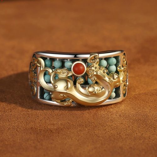 Cincin Perlindungan PiXiu dari Agate Merah Turki Tibet Cincin Perlindungan PiXiu dari Agate Merah Turki Tibet