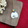 Colar Pingente de Elefante de Jade Branco para Sorte White Jade Elephant Luck Pendant Necklace