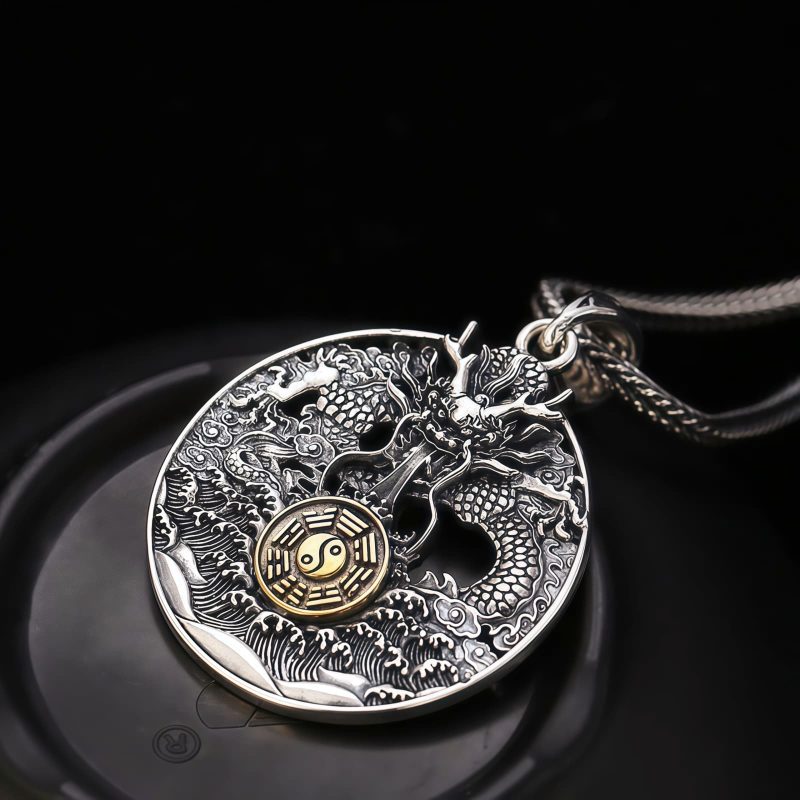 Collar con colgante de cobre Yin Yang Bagua Yin Yang Bagua Copper Pendant Necklace