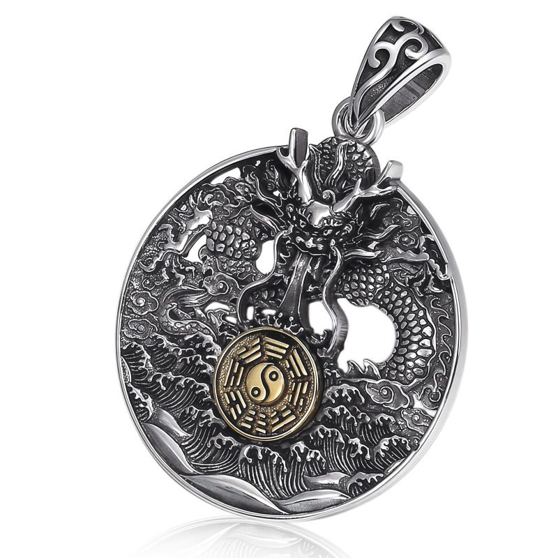 Collar con colgante de cobre Yin Yang Bagua Yin Yang Bagua Copper Pendant Necklace