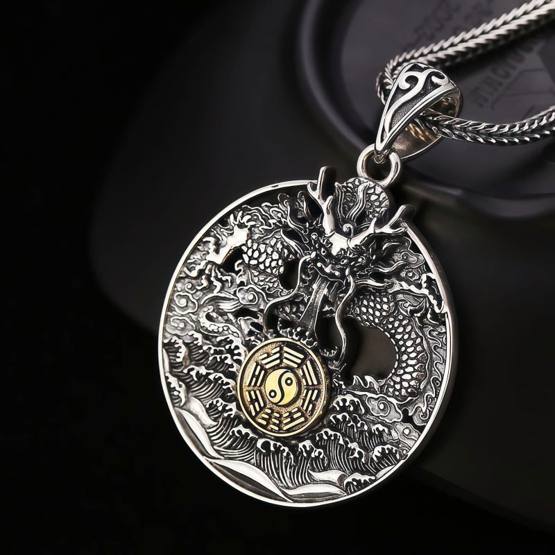 Collar con colgante de cobre Yin Yang Bagua Yin Yang Bagua Copper Pendant Necklace