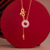 Colar Pingente Cobra de Calcedônia em Prata 925 Harmonia Rosa 925 Silver Chalcedony Snake Rose Harmony Necklace Pendant