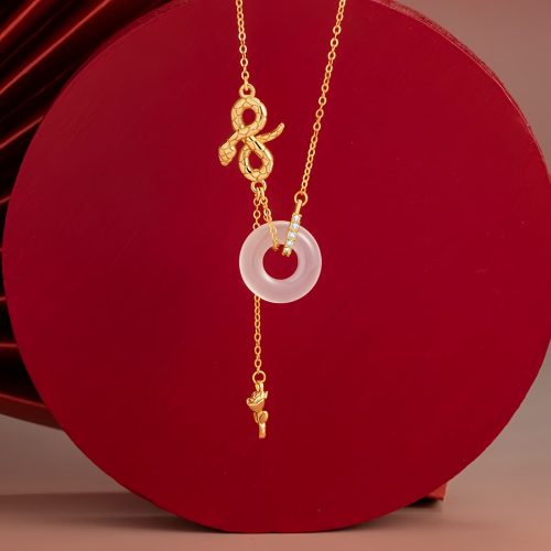 925 Silver Chalcedony Snake Rose Harmony Necklace Pendant 925 Silver Chalcedony Snake Rose Harmony Necklace Pendant