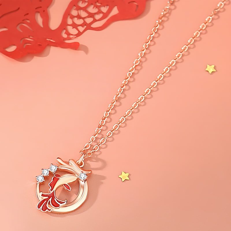 Collar de Carpa Koi Año del Dragón en Plata 925 925 Silver Year of the Dragon Koi Fish Necklace