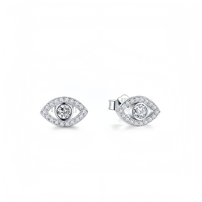 Brincos de Prata 925 com Olho Grego: Proteção e Estilo 925 Silver Evil Eye Amulet Protection Earrings