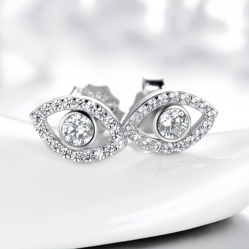 Brincos de Prata 925 com Olho Grego: Proteção e Estilo 925 Silver Evil Eye Amulet Protection Earrings