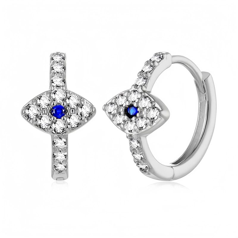 Aretes de Ojo Turco de Plata 925 925 Silver Evil Eye Protection Earrings