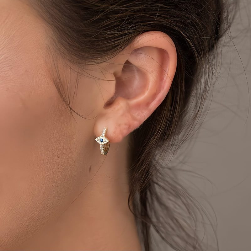 Aretes de Ojo Turco de Plata 925 925 Silver Evil Eye Protection Earrings
