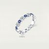 Anel de Bênção Coração Olho Grego em Prata 925 925 Silver Evil Eye Heart Blessing Ring