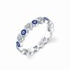 Anel de Bênção Coração Olho Grego em Prata 925 925 Silver Evil Eye Heart Blessing Ring
