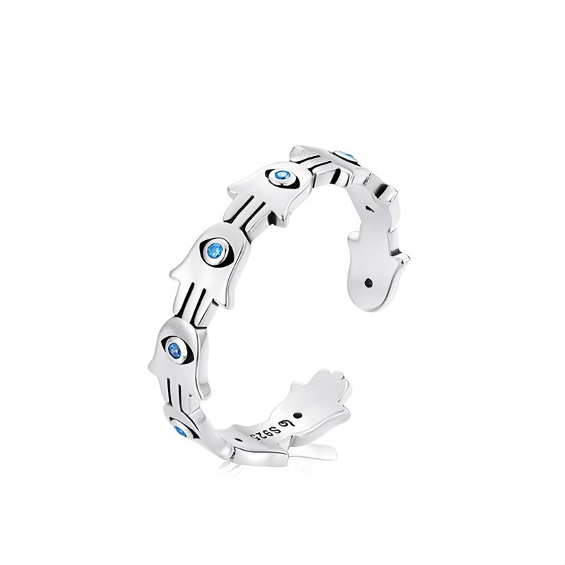 925シルバー ハムサ アジャスタブル ジルコンリング 925 Silver Hamsa Adjustable Zircon Ring
