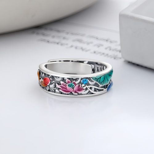 Anillo de Carpa Koi y Loto en Plata 925 Anillo de Carpa Koi y Loto en Plata 925
