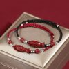 Pulseira Trançada de Prata 925 com Peixe Koi, Caractere Fu e Moeda de Cobre para Prosperidade 925 Silver Koi Fish Wealth Prosperity Bracelet