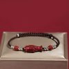 Pulseira Trançada de Prata 925 com Peixe Koi, Caractere Fu e Moeda de Cobre para Prosperidade 925 Silver Koi Fish Wealth Prosperity Bracelet
