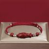 Pulseira Trançada de Prata 925 com Peixe Koi, Caractere Fu e Moeda de Cobre para Prosperidade 925 Silver Koi Fish Wealth Prosperity Bracelet