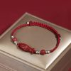 Pulseira Trançada de Prata 925 com Peixe Koi, Caractere Fu e Moeda de Cobre para Prosperidade 925 Silver Koi Fish Wealth Prosperity Bracelet