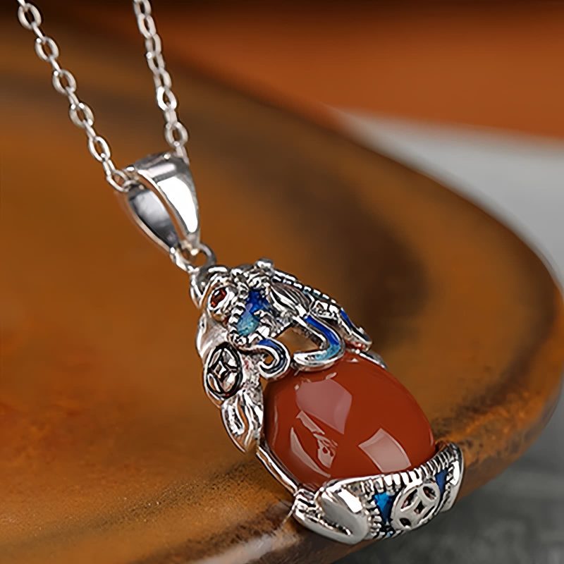Conjunto de Colar e Anel Protetor em Prata 925 com PiXiu 925 Silver PiXiu Protection Necklace and Ring Set
