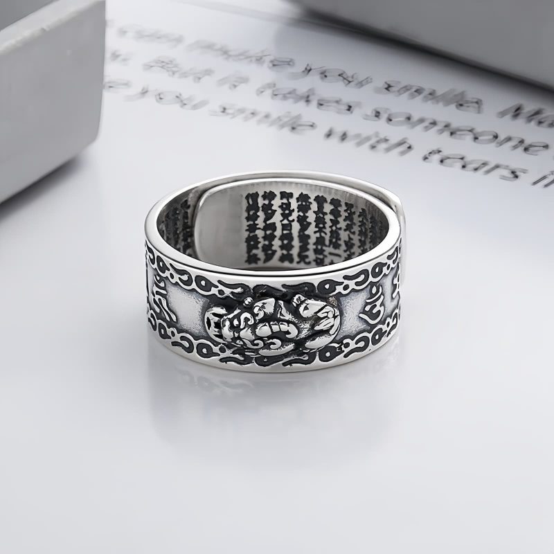 Anel de Prata 925 com PiXiu para Proteção de Riqueza 925 Silver PiXiu Wealth Protection Ring
