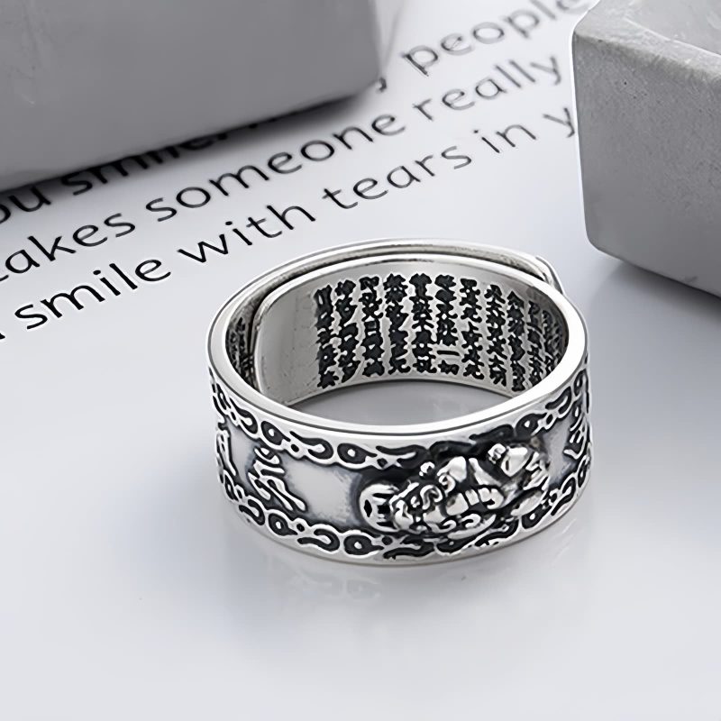 Anel de Prata 925 com PiXiu para Proteção de Riqueza 925 Silver PiXiu Wealth Protection Ring