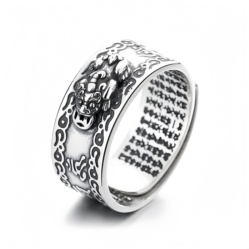 Anel de Prata 925 com PiXiu para Proteção de Riqueza 925 Silver PiXiu Wealth Protection Ring