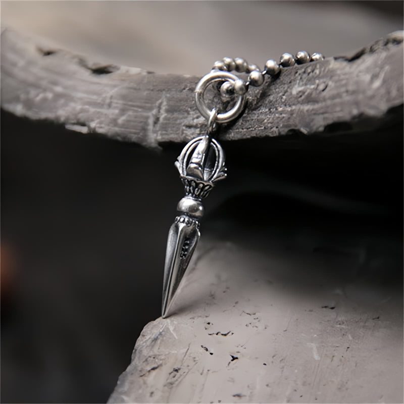 Collar con dije Dorje Vajra de plata esterlina 925 925 Sterling Silver Dorje Vajra Strength Necklace Pendant