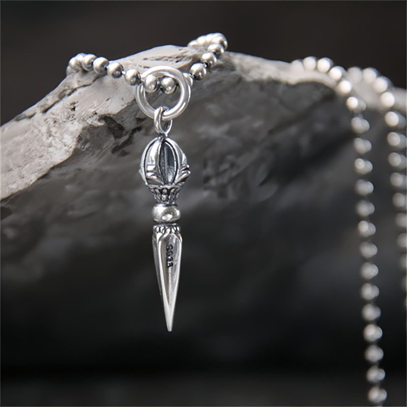 Collar con dije Dorje Vajra de plata esterlina 925 925 Sterling Silver Dorje Vajra Strength Necklace Pendant