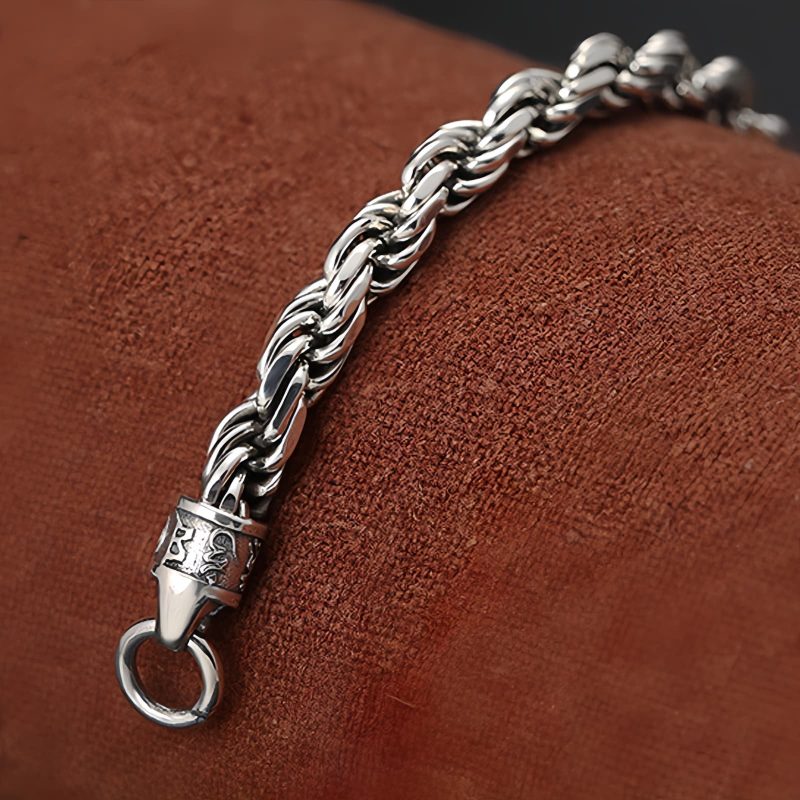 Pulsera de Plata Esterlina 925 Tibetana Om Mani Padme Hum Doble Dorje Paz Amor 925 Sterling Silver Tibet Om Mani Padme Hum Double Dorje Peace Love Bracelet