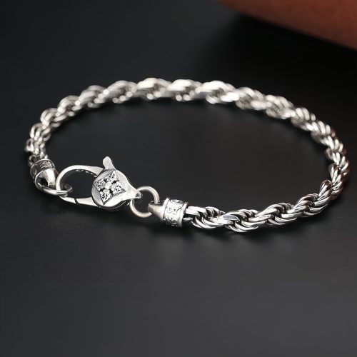 Pulseira Tibetana Om Mani Padme Hum em Prata 925 com Duplo Dorje de Paz e Amor Pulseira Tibetana Om Mani Padme Hum em Prata 925 com Duplo Dorje de Paz e Amor