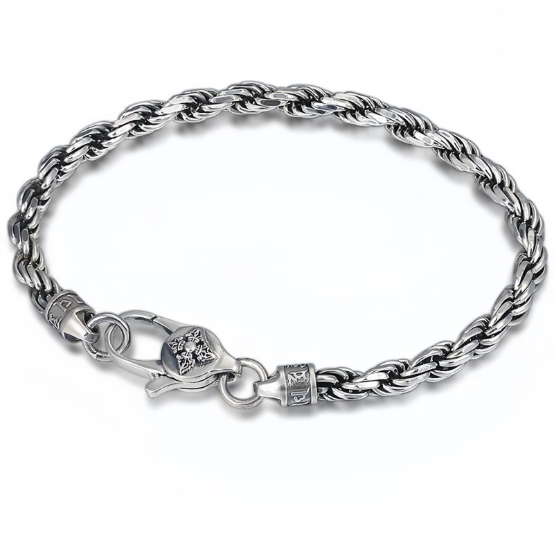Pulsera de Plata Esterlina 925 Tibetana Om Mani Padme Hum Doble Dorje Paz Amor 925 Sterling Silver Tibet Om Mani Padme Hum Double Dorje Peace Love Bracelet