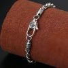 Pulsera de Plata Esterlina 925 Tibetana Om Mani Padme Hum Doble Dorje Paz Amor 925 Sterling Silver Tibet Om Mani Padme Hum Double Dorje Peace Love Bracelet