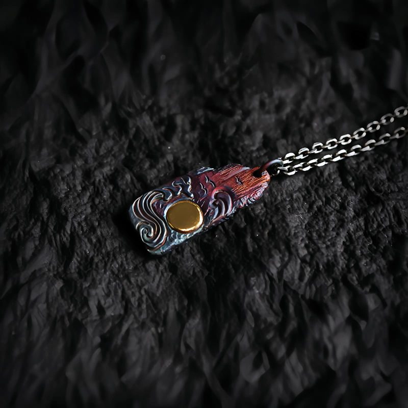 Collar con colgante de sol y equilibrio en plata 999 y oro de 24 quilates 999 Silver 24K Gold Sun Balance Pendant Necklace