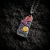 Collar con colgante de sol y equilibrio en plata 999 y oro de 24 quilates 999 Silver 24K Gold Sun Balance Pendant Necklace