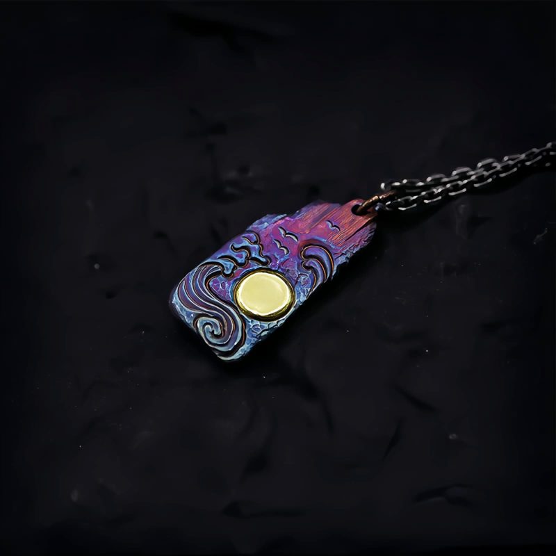 Collar con colgante de sol y equilibrio en plata 999 y oro de 24 quilates 999 Silver 24K Gold Sun Balance Pendant Necklace