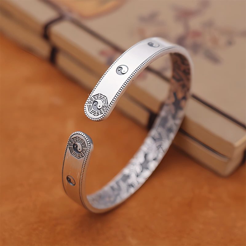 Brazalete de Equilibrio Yin Yang Bagua de Plata 999 999 Silver Bagua Yin Yang Balance Bracelet