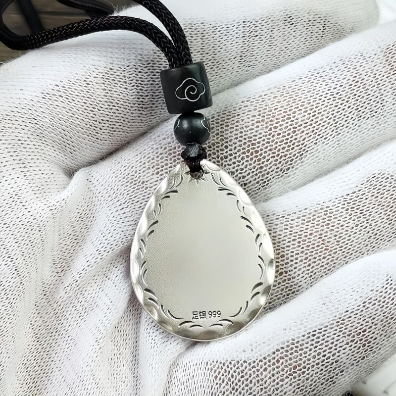 Collar con dije de gota de agua Yin Yang en plata 999 999 Silver Yin Yang Water Drop Pendant