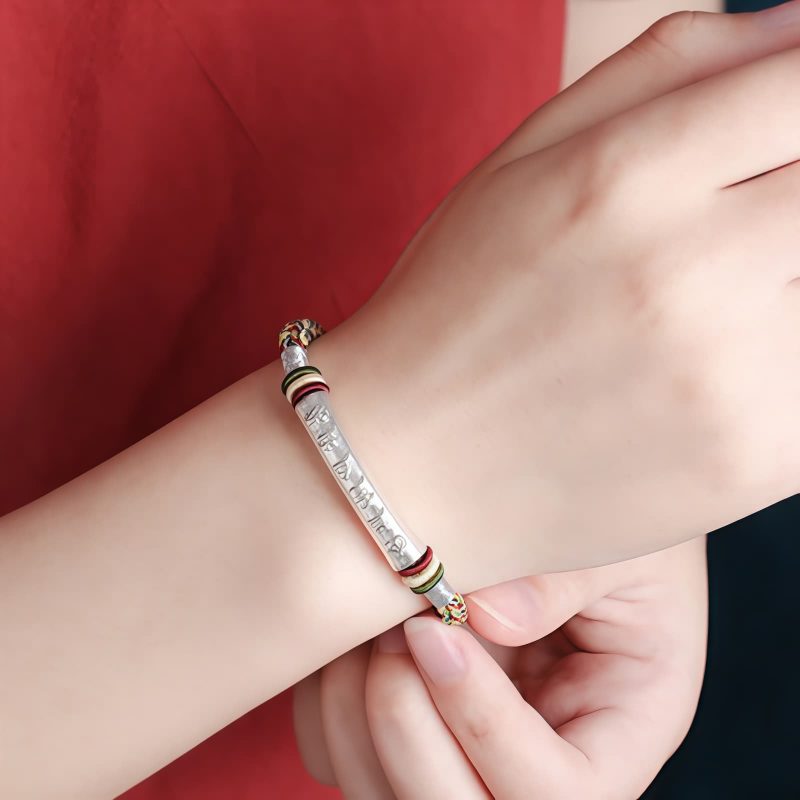 Pulsera de Fuerza Om Mani Padme Hum en Plata de Ley 999 999 Sterling Silver Om Mani Padme Hum Strength Bracelet