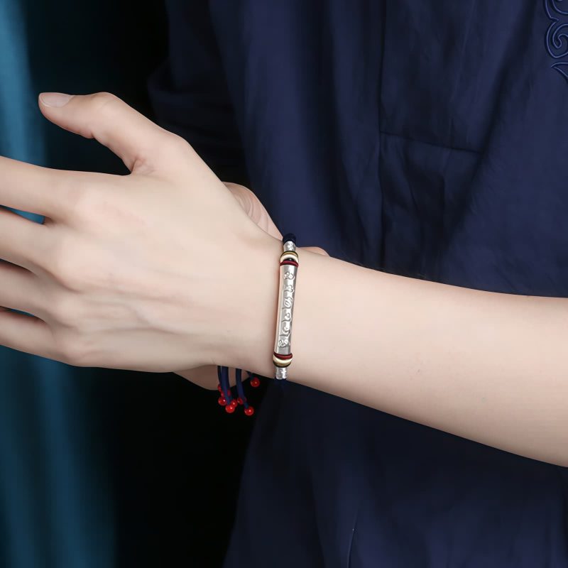 Pulsera de Fuerza Om Mani Padme Hum en Plata de Ley 999 999 Sterling Silver Om Mani Padme Hum Strength Bracelet