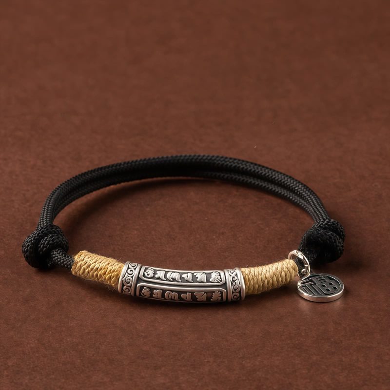 Pulsera de la Suerte Tibetana Om Mani Padme Hum en Plata de Ley 999 999 Sterling Silver Tibet Om Mani Padme Hum Luck Bracelet
