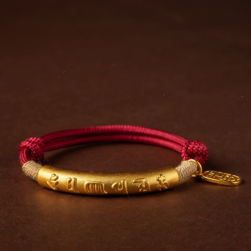 Pulsera de la Suerte Tibetana Om Mani Padme Hum en Plata de Ley 999 999 Sterling Silver Tibet Om Mani Padme Hum Luck Bracelet